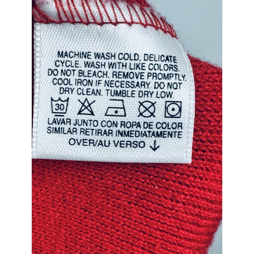 Vintage Preppy V Neck Sweater Womens Red Medium Cotton Crest Varsity USA Tennis - Picture 12 of 13